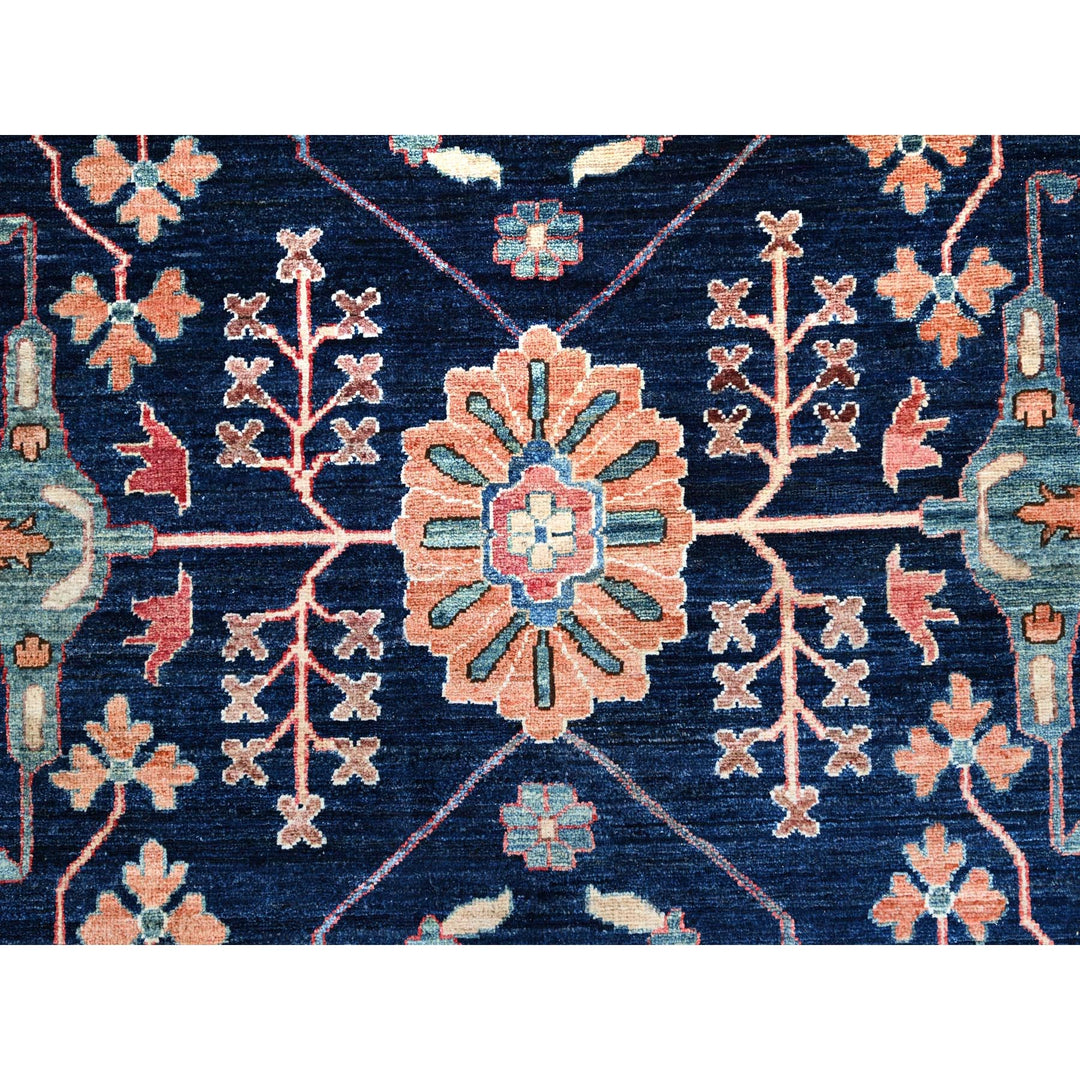 11'11" x 17'6" New Hand Knotted Blue Wool Rectangle Oriental Rug - MOA10286573