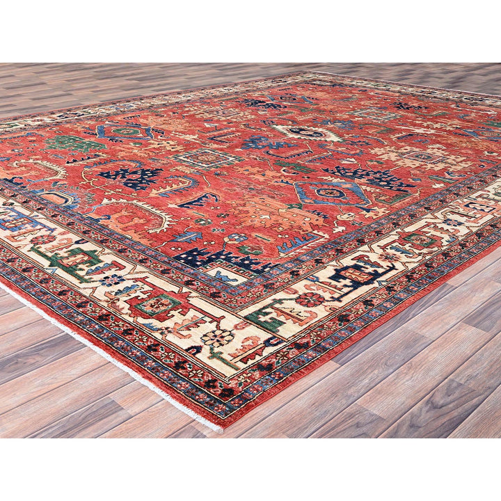 10'1" x 13'11" New Hand Knotted Red Wool Rectangle Oriental Rug - MOA10286576