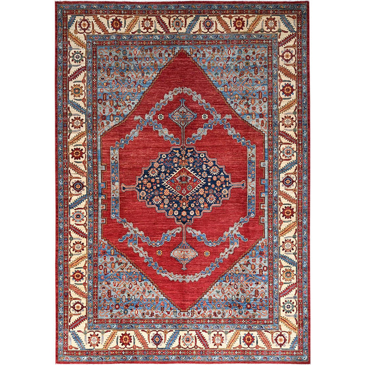 10'0" x 14'4" New Hand Knotted Red Wool Rectangle Oriental Rug - MOA10286583