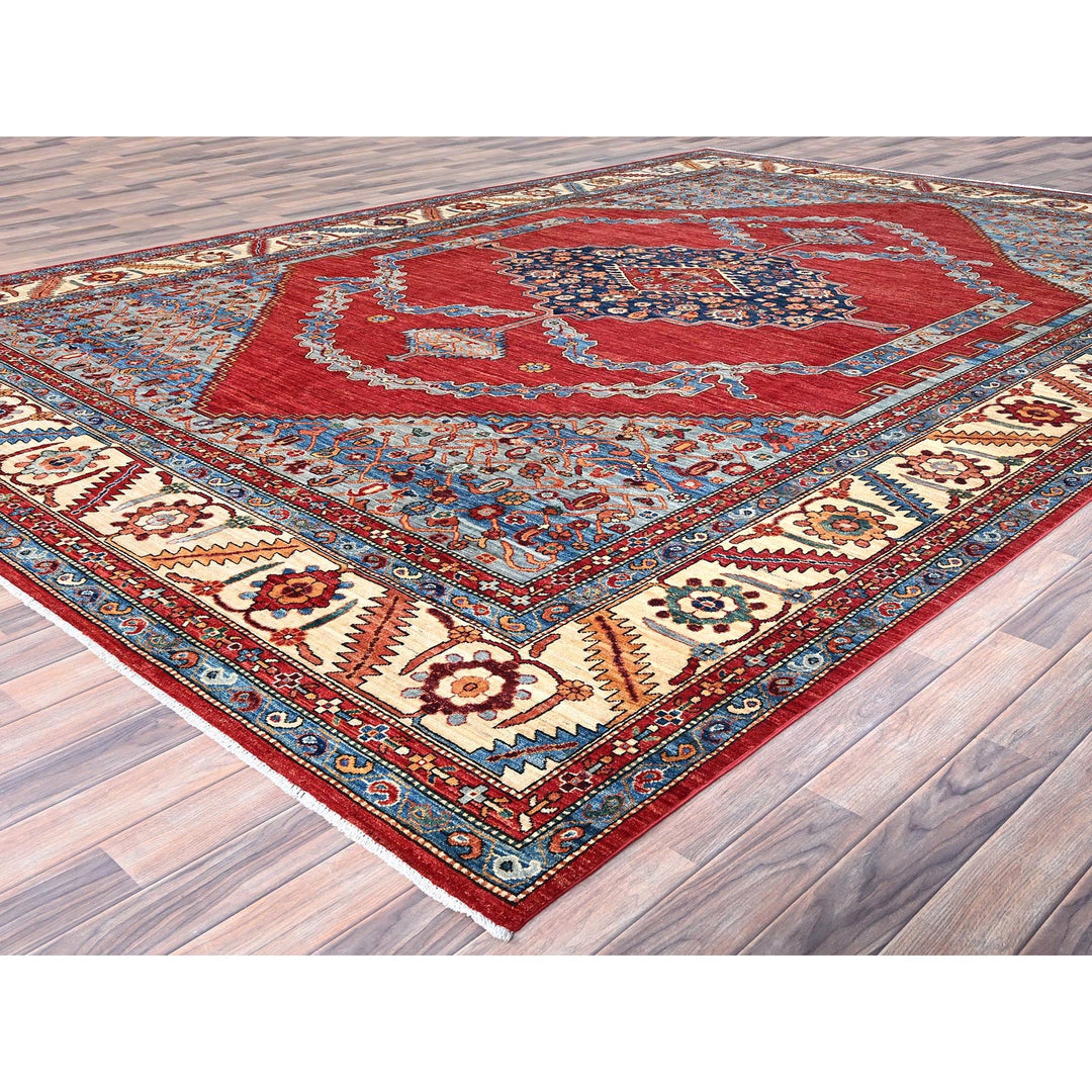 10'0" x 14'4" New Hand Knotted Red Wool Rectangle Oriental Rug - MOA10286583