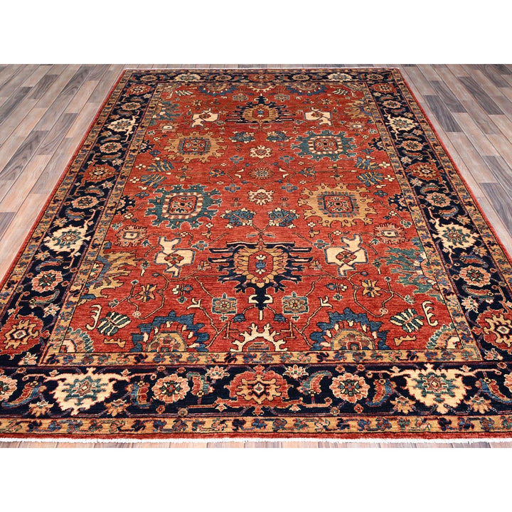 6'1" x 8'10" New Hand Knotted Red Wool Rectangle Oriental Rug - MOA10286586