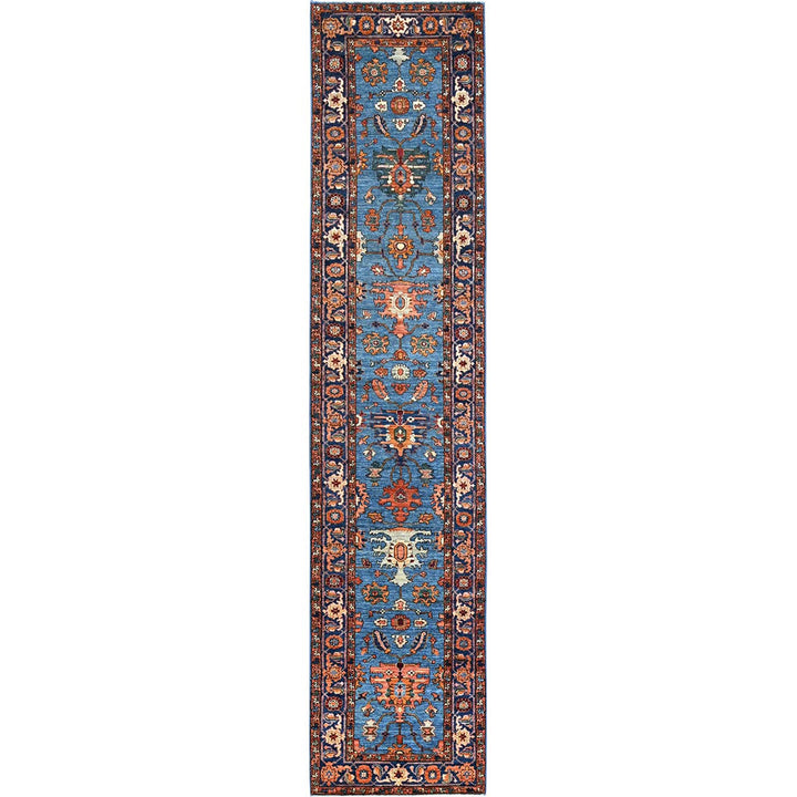 2'8" x 12'10" New Hand Knotted Blue Wool Runner Oriental Rug - MOA10286595