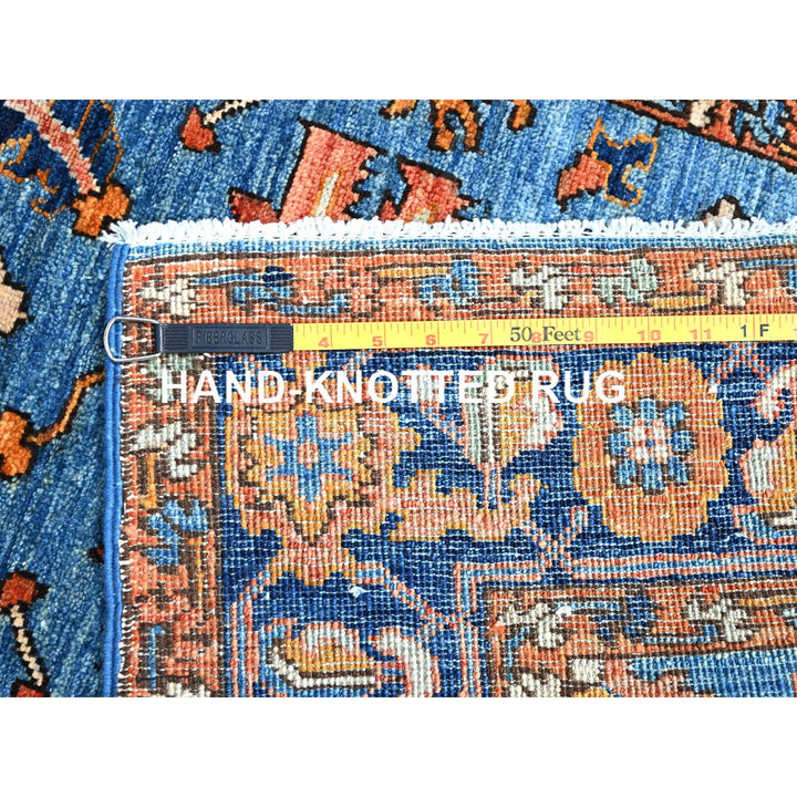 2'8" x 12'10" New Hand Knotted Blue Wool Runner Oriental Rug - MOA10286595