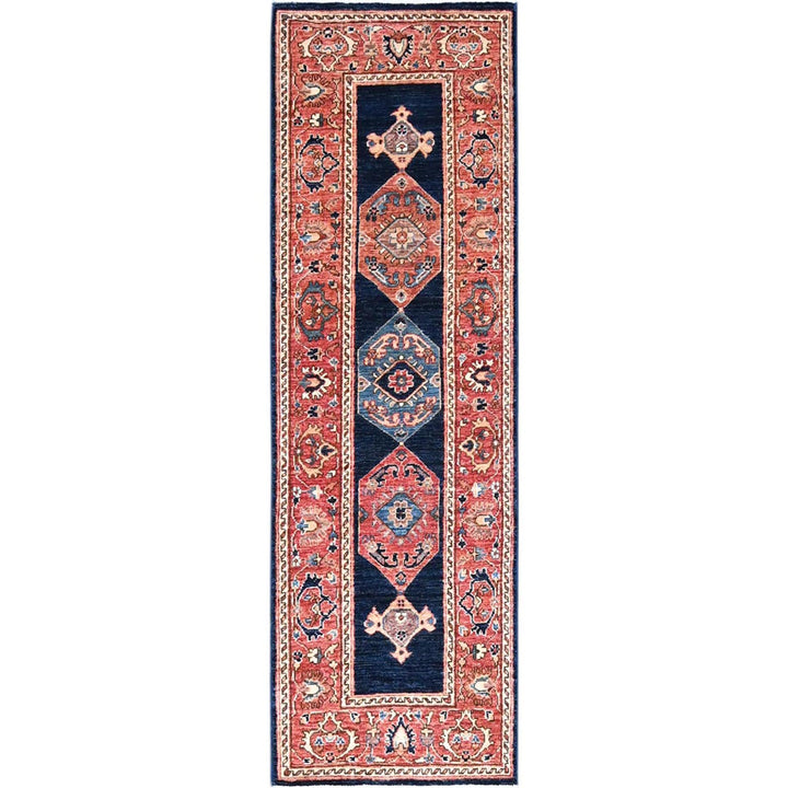 2'0" x 6'1" New Hand Knotted Blue Wool Runner Oriental Rug - MOA10286596