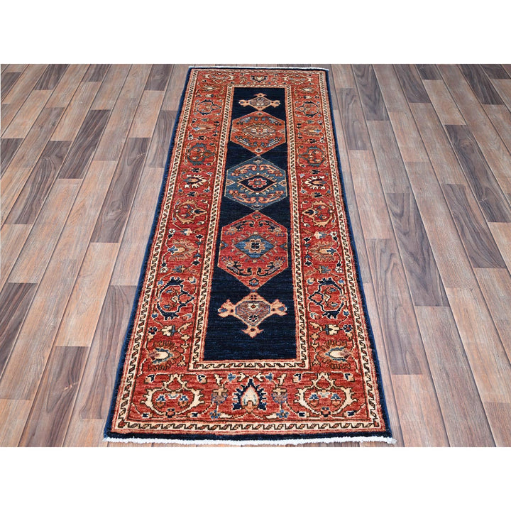 2'0" x 6'1" New Hand Knotted Blue Wool Runner Oriental Rug - MOA10286596