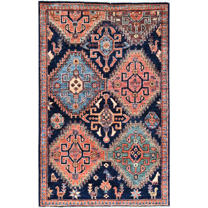 3'0" x 4'9" New Hand Knotted Blue Wool Rectangle Oriental Rug - MOA10286609