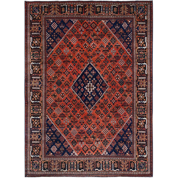8'1" x 11'3" Vintage Hand Knotted Red Wool Rectangle Oriental Rug - MOA10286615