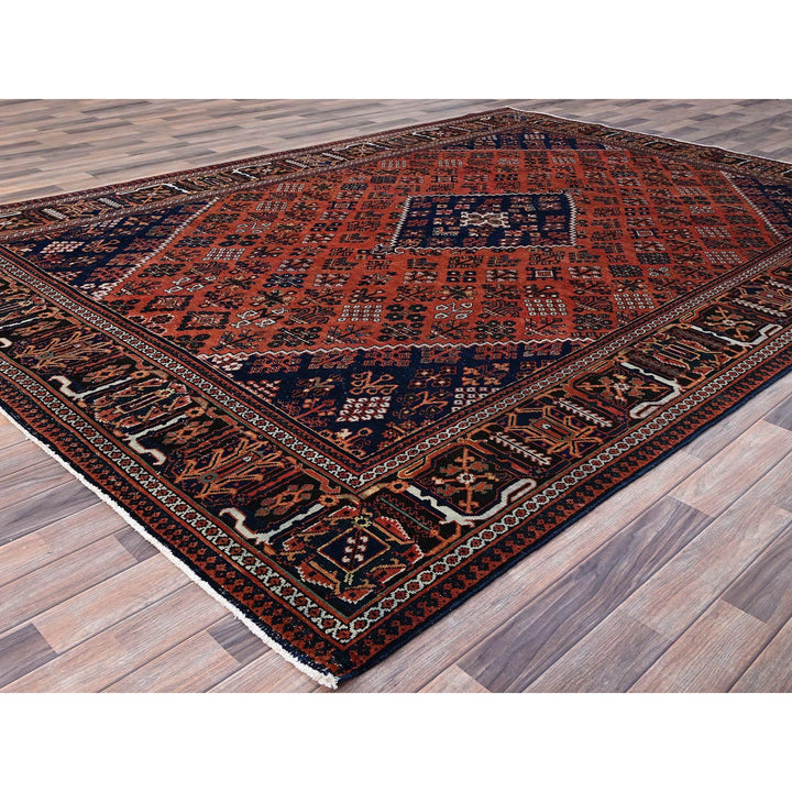 8'1" x 11'3" Vintage Hand Knotted Red Wool Rectangle Oriental Rug - MOA10286615