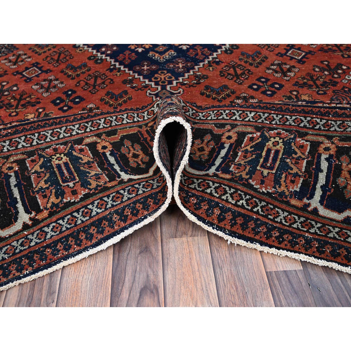 8'1" x 11'3" Vintage Hand Knotted Red Wool Rectangle Oriental Rug - MOA10286615