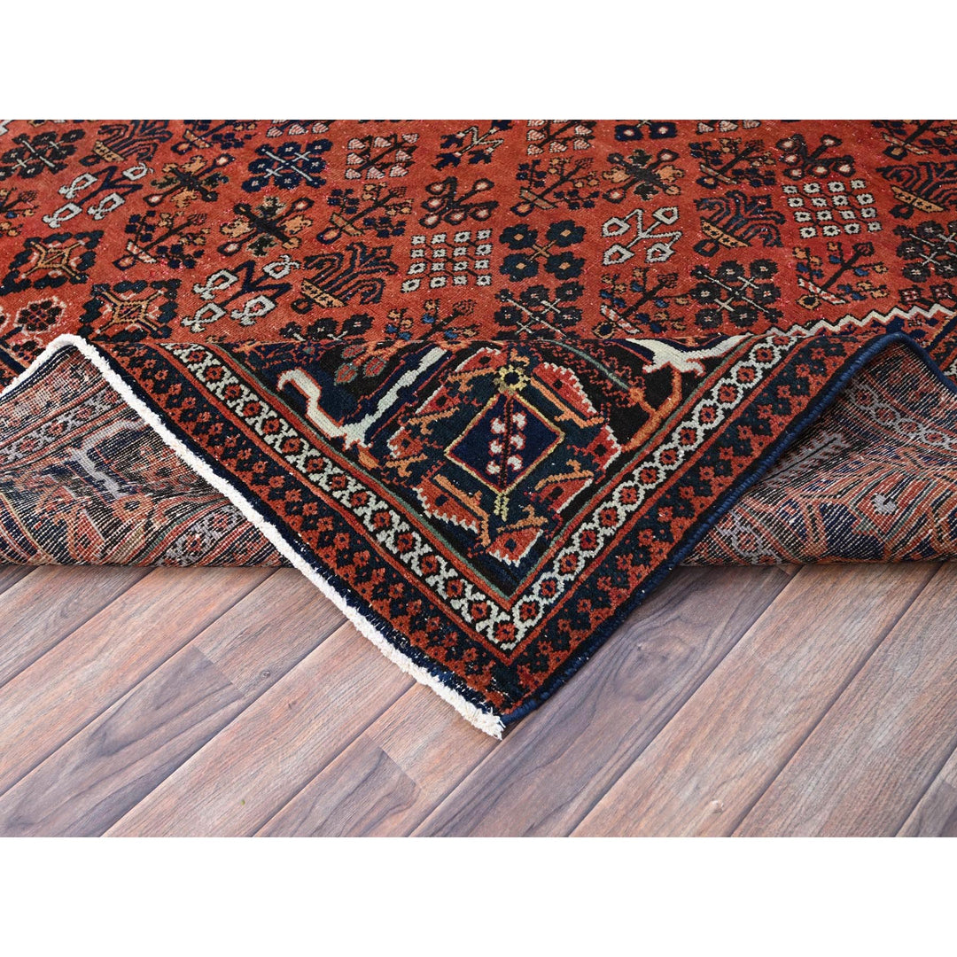 8'1" x 11'3" Vintage Hand Knotted Red Wool Rectangle Oriental Rug - MOA10286615