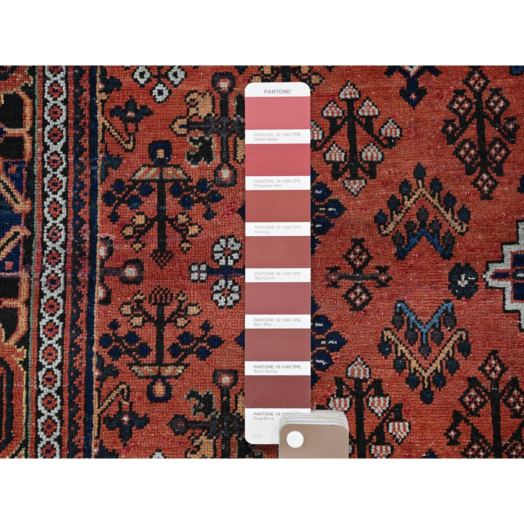 8'1" x 11'3" Vintage Hand Knotted Red Wool Rectangle Oriental Rug - MOA10286615