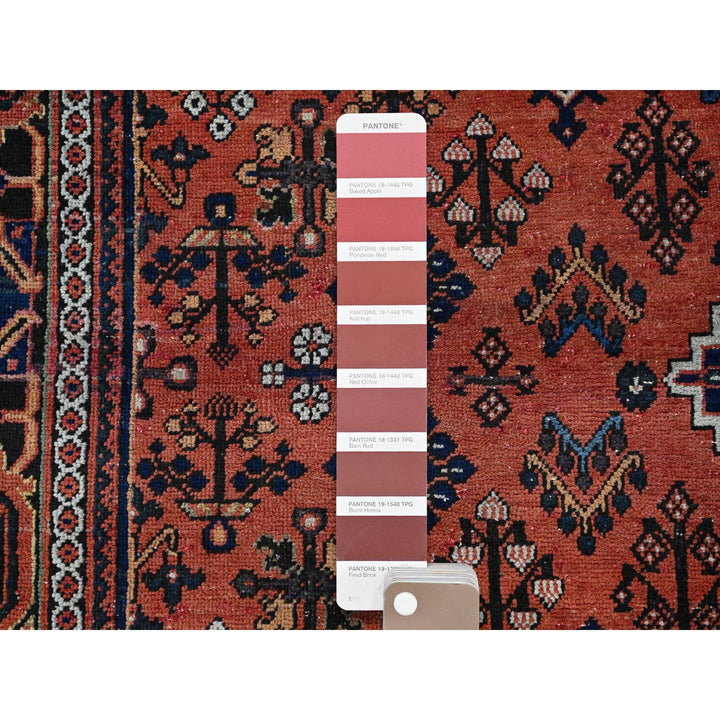 8'1" x 11'3" Vintage Hand Knotted Red Wool Rectangle Oriental Rug - MOA10286615