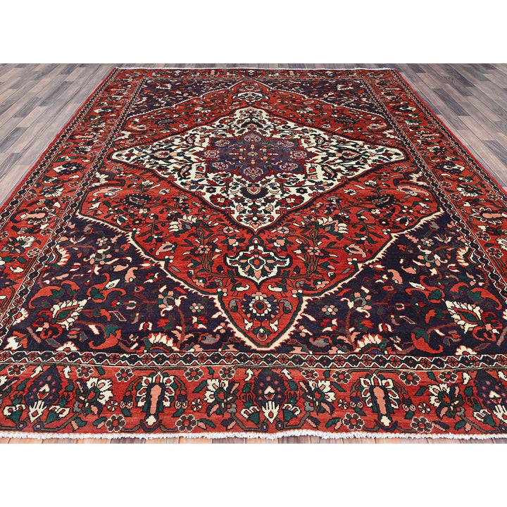 8'7" x 11'2" Vintage Hand Knotted Red Wool Rectangle Oriental Rug - MOA10286618