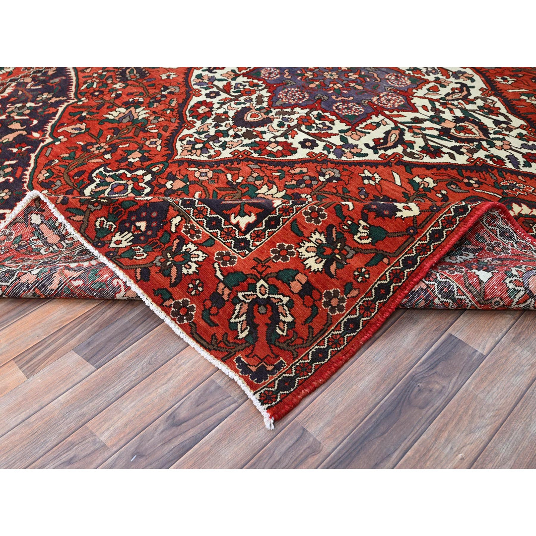 8'7" x 11'2" Vintage Hand Knotted Red Wool Rectangle Oriental Rug - MOA10286618