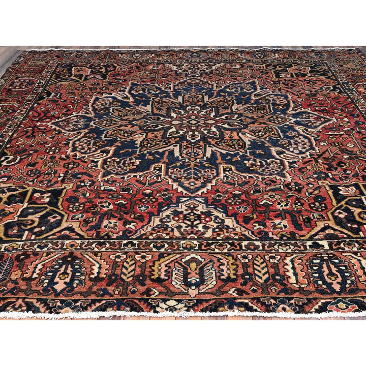 10'6" x 9'5" New Hand Knotted Red Cotton Square Oriental Rug - MOA10286621