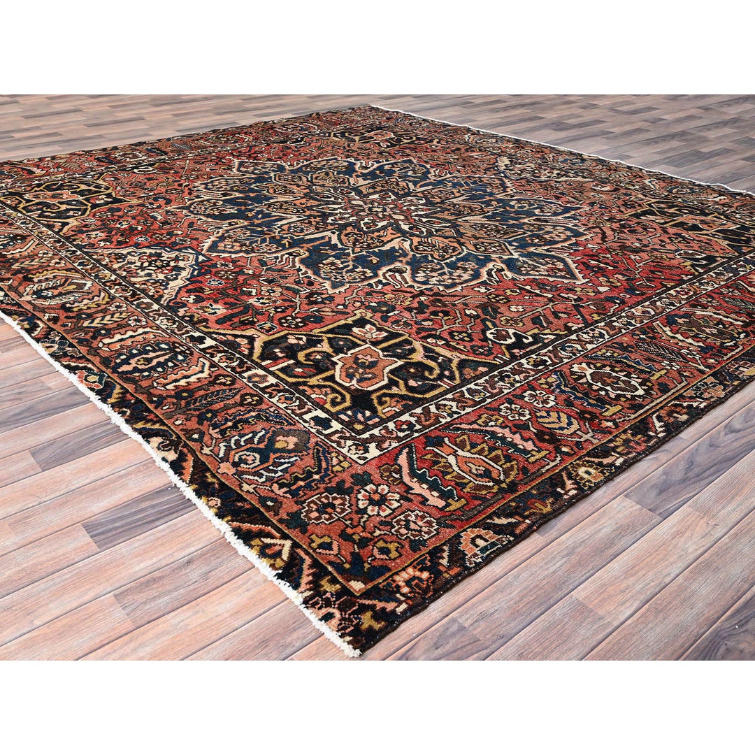 10'6" x 9'5" New Hand Knotted Red Cotton Square Oriental Rug - MOA10286621