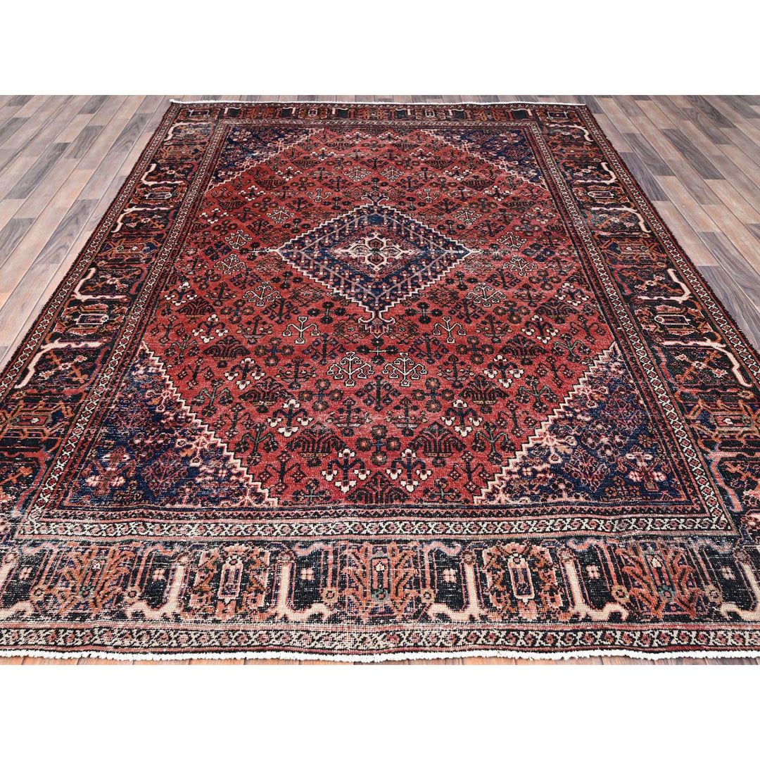 6'9" x 10'0" New Hand Knotted Red Wool Square Oriental Rug - MOA10286622