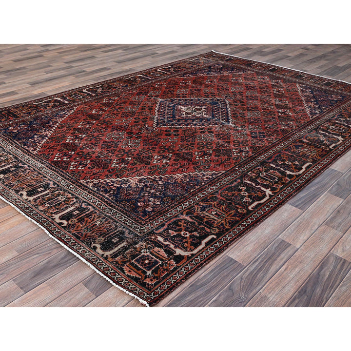 6'9" x 10'0" New Hand Knotted Red Wool Square Oriental Rug - MOA10286622