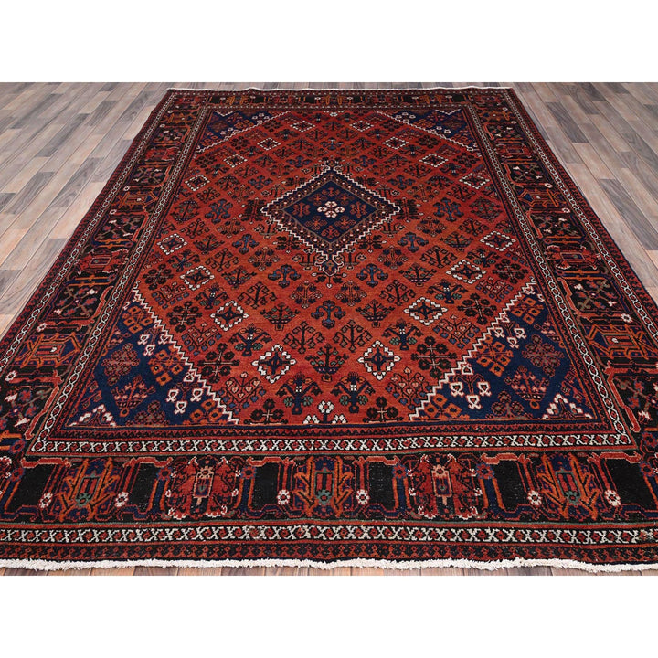 7'2" x 10'1" New Hand Knotted Red Wool Rectangle Oriental Rug - MOA10286623