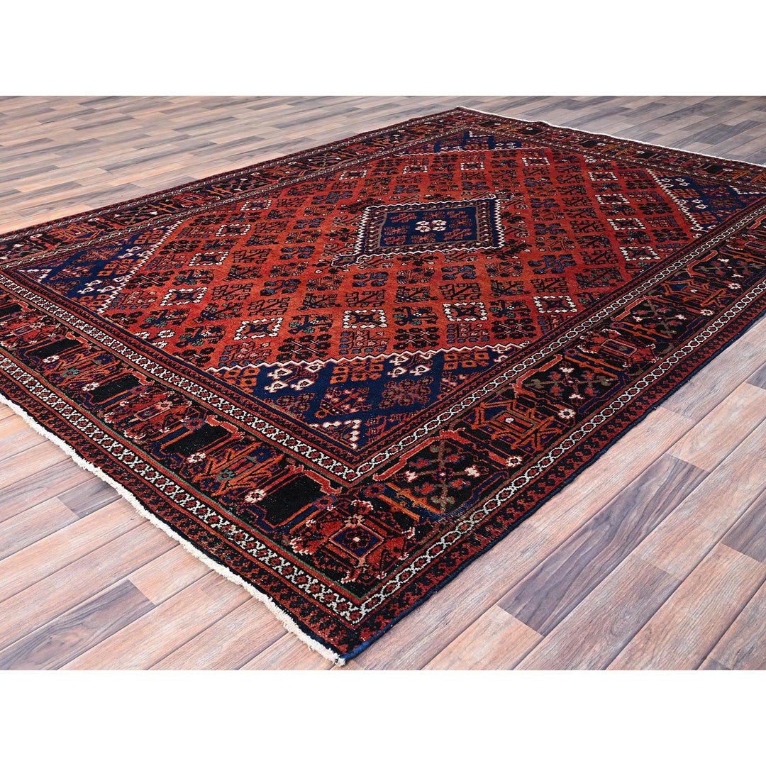 7'2" x 10'1" New Hand Knotted Red Wool Rectangle Oriental Rug - MOA10286623