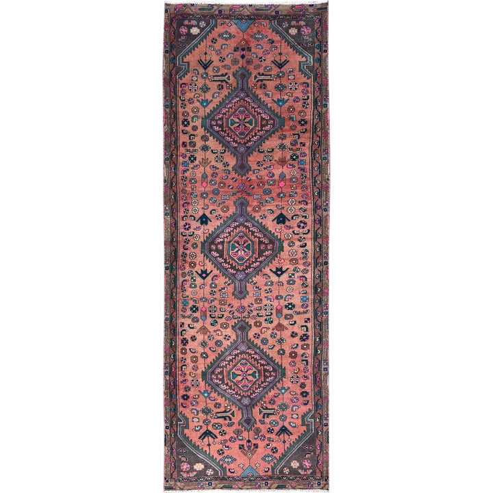 3'2" x 9'3" New Hand Knotted Multicolored Wool Runner Oriental Rug - MOA10286630