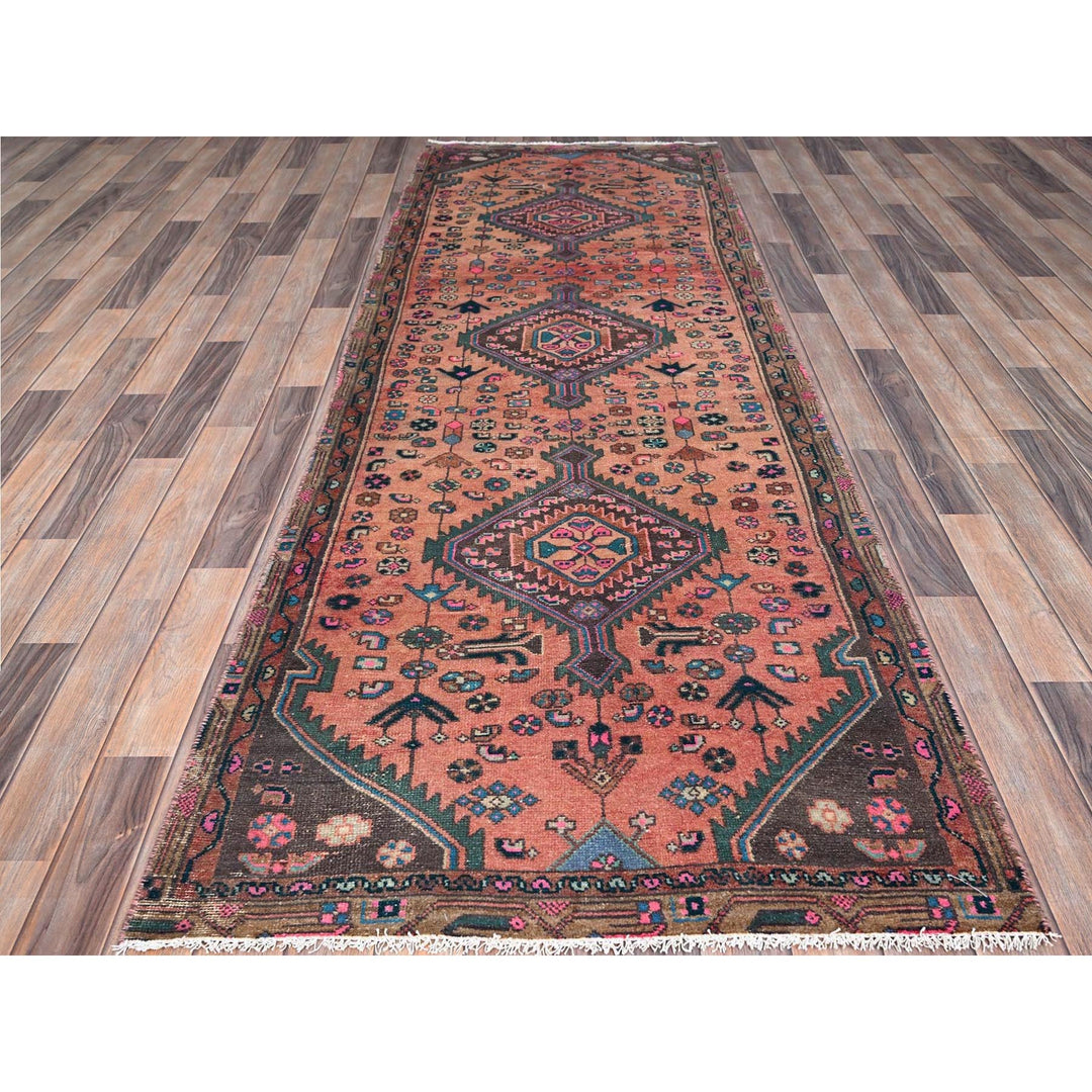 3'2" x 9'3" New Hand Knotted Multicolored Wool Runner Oriental Rug - MOA10286630