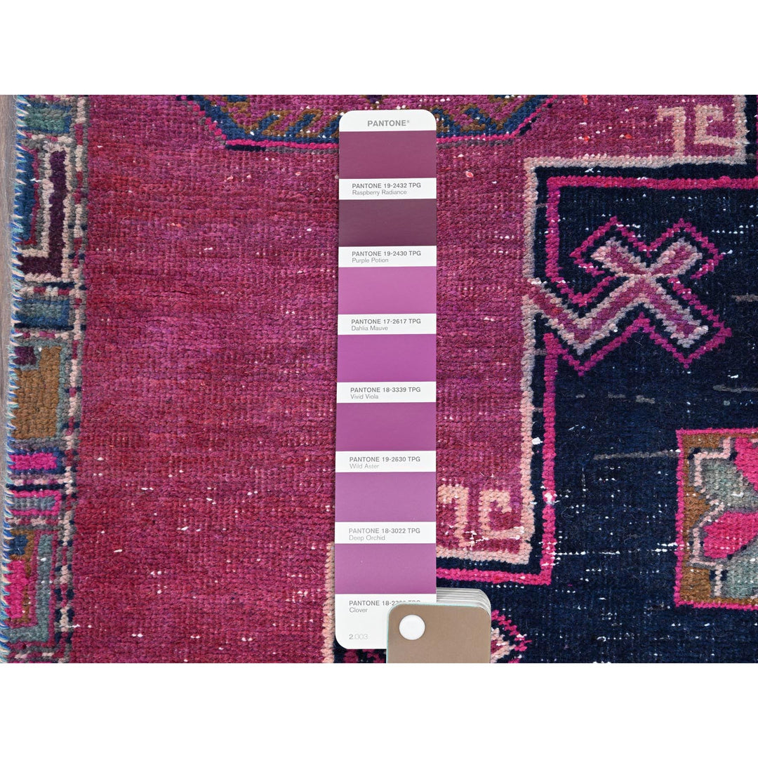 3'8" x 9'5" New Hand Knotted Purple Cotton Runner Oriental Rug - MOA10286640