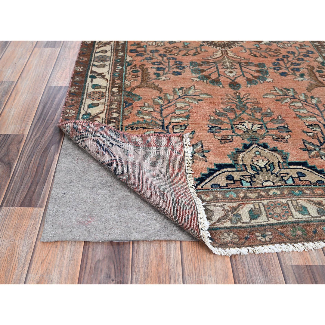 3'5" x 10'2" Vintage Hand Knotted Red Wool Runner Oriental Rug - MOA10286642