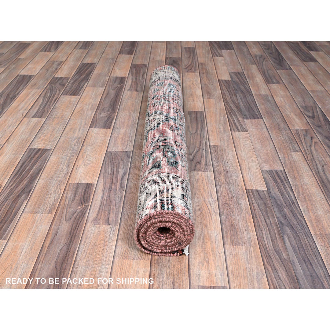 3'5" x 10'2" Vintage Hand Knotted Red Wool Runner Oriental Rug - MOA10286642