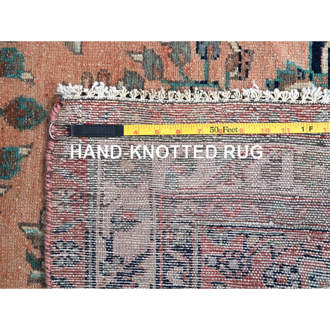 3'5" x 10'2" Vintage Hand Knotted Red Wool Runner Oriental Rug - MOA10286642