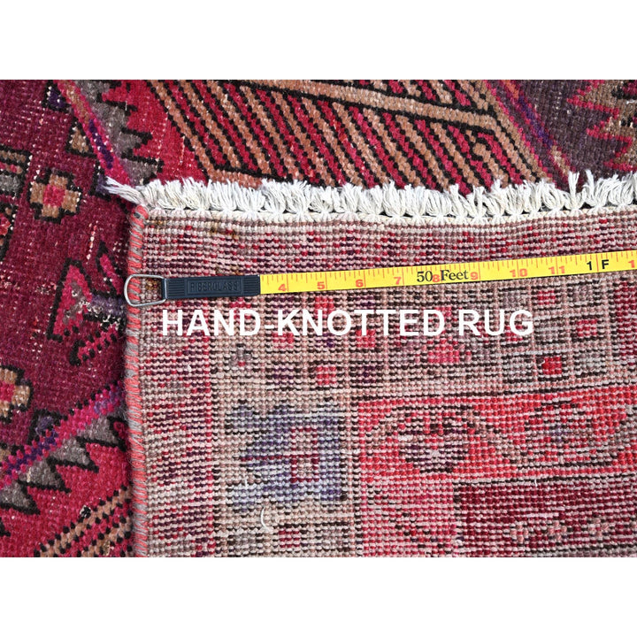 3'8" x 10'10" Vintage Hand Knotted Pink Wool Runner Oriental Rug - MOA10286660