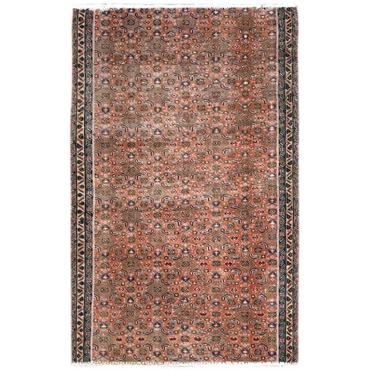 2'5" x 3'8" Vintage Hand Knotted Brown Wool Rectangle Oriental Rug - MOA10286683
