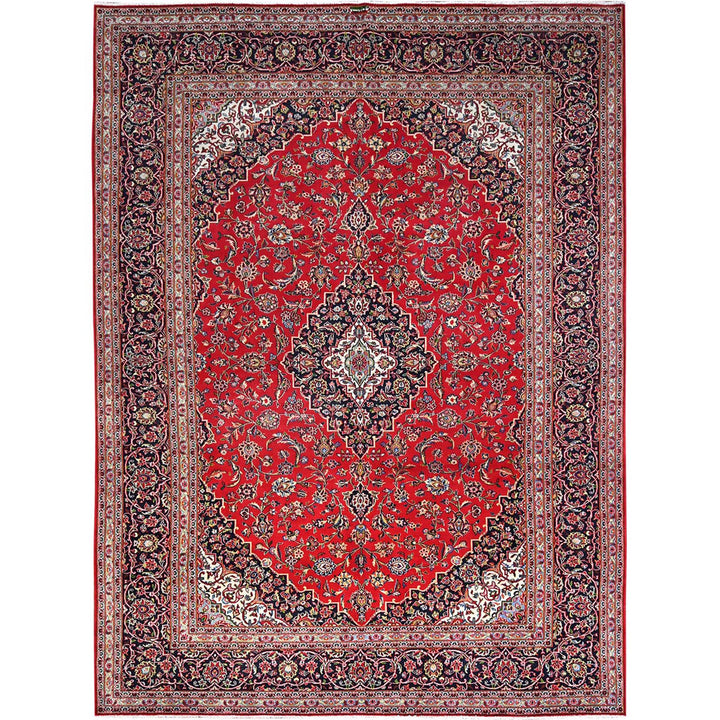9'10" x 13'1" Vintage Hand Knotted Red Wool Rectangle Oriental Rug - MOA10286700