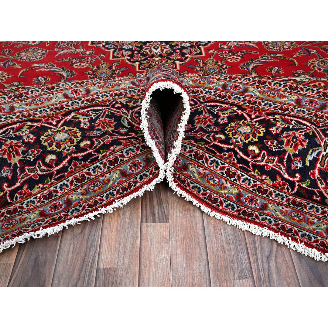9'10" x 13'1" Vintage Hand Knotted Red Wool Rectangle Oriental Rug - MOA10286700