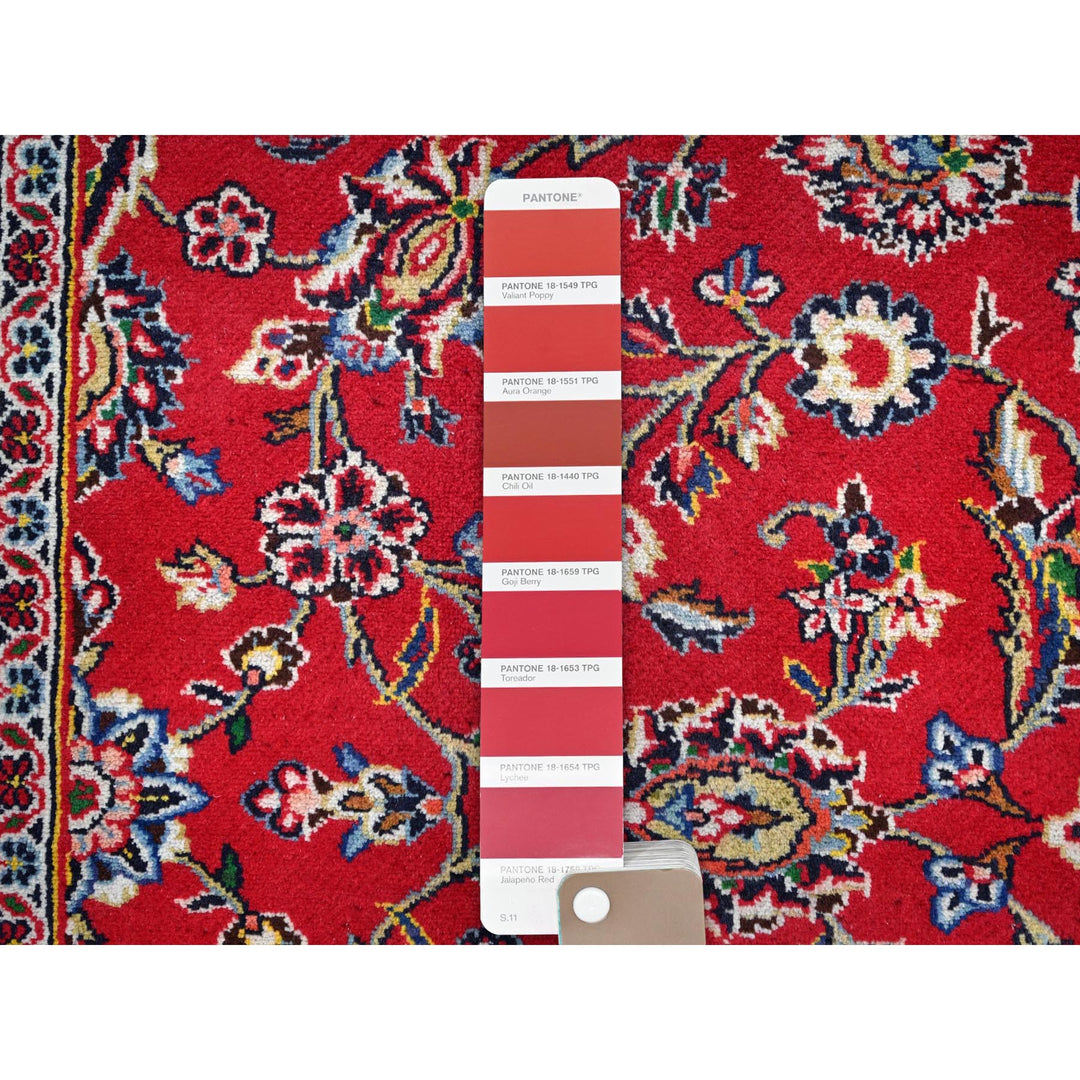 9'10" x 13'1" Vintage Hand Knotted Red Wool Rectangle Oriental Rug - MOA10286700