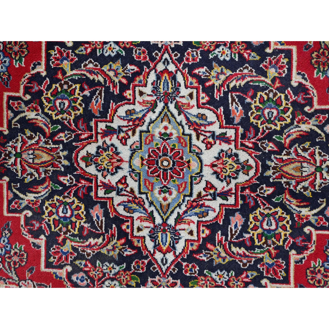 9'10" x 13'1" Vintage Hand Knotted Red Wool Rectangle Oriental Rug - MOA10286700