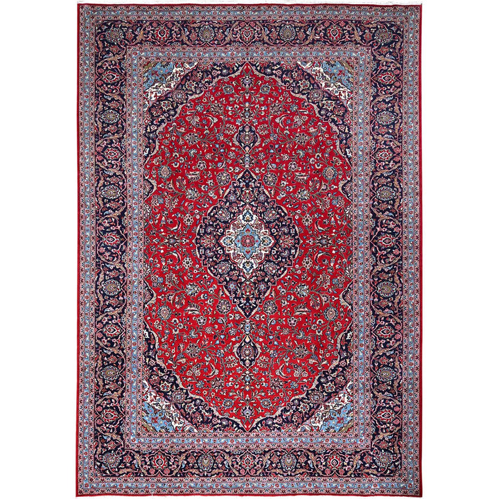 9'6" x 13'5" Vintage Hand Knotted Red Wool Rectangle Oriental Rug - MOA10286702