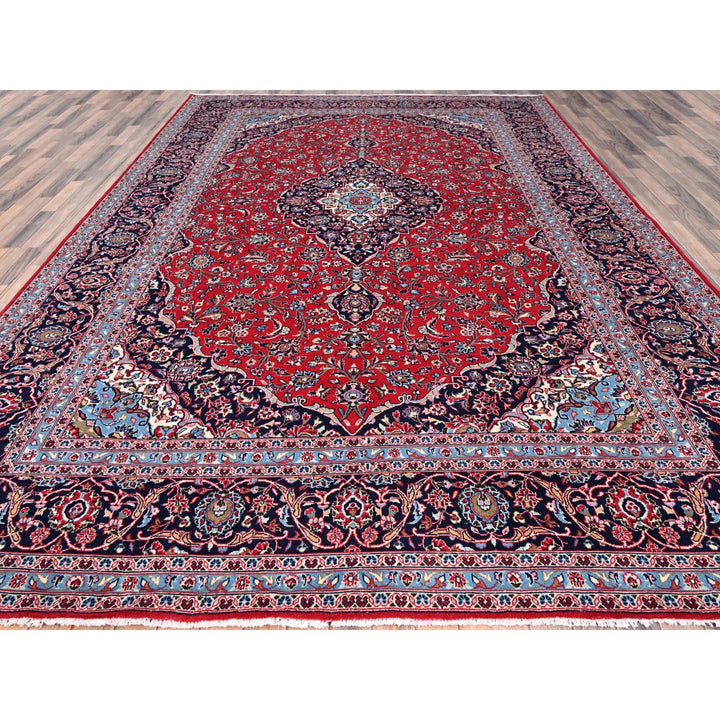 9'6" x 13'5" Vintage Hand Knotted Red Wool Rectangle Oriental Rug - MOA10286702