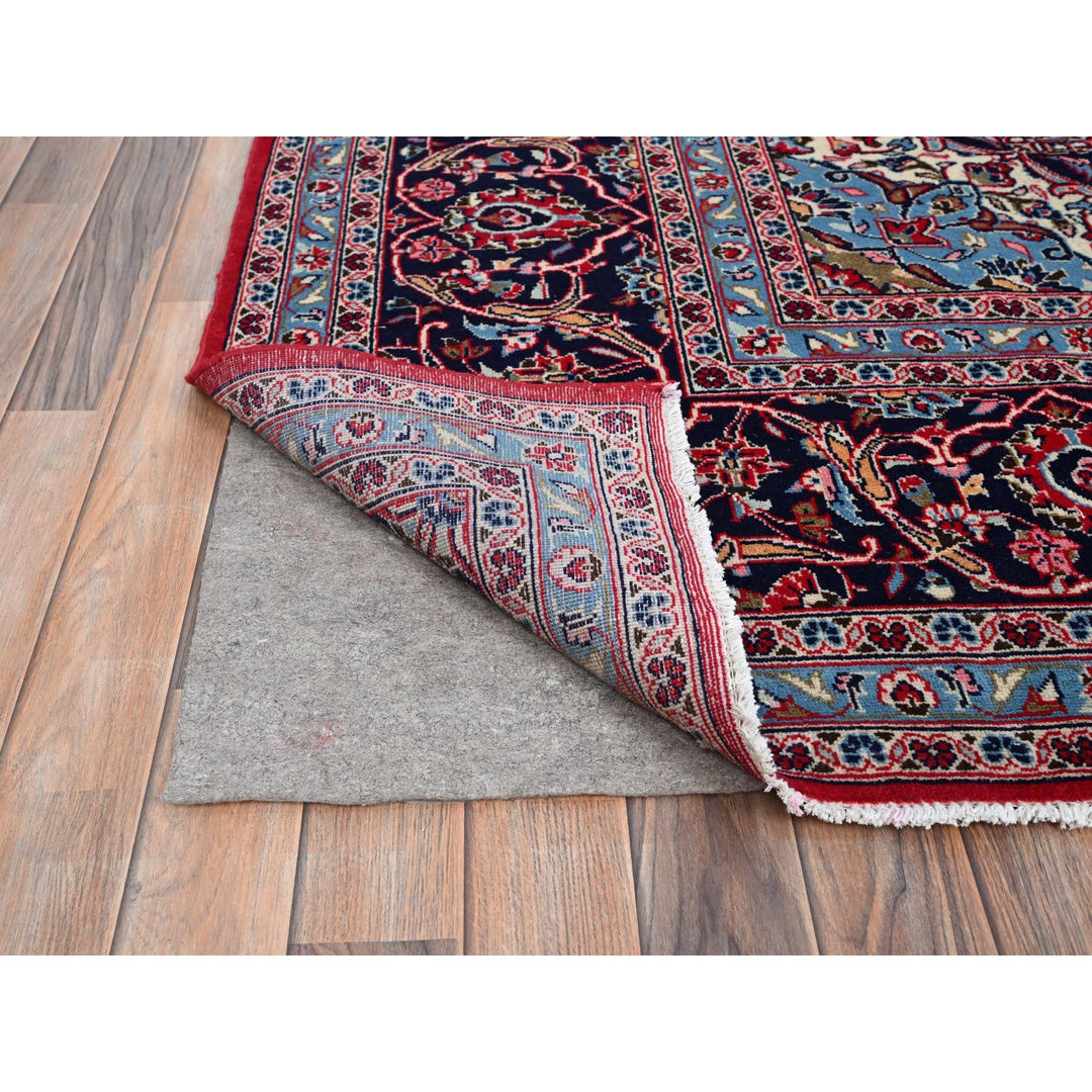 9'6" x 13'5" Vintage Hand Knotted Red Wool Rectangle Oriental Rug - MOA10286702