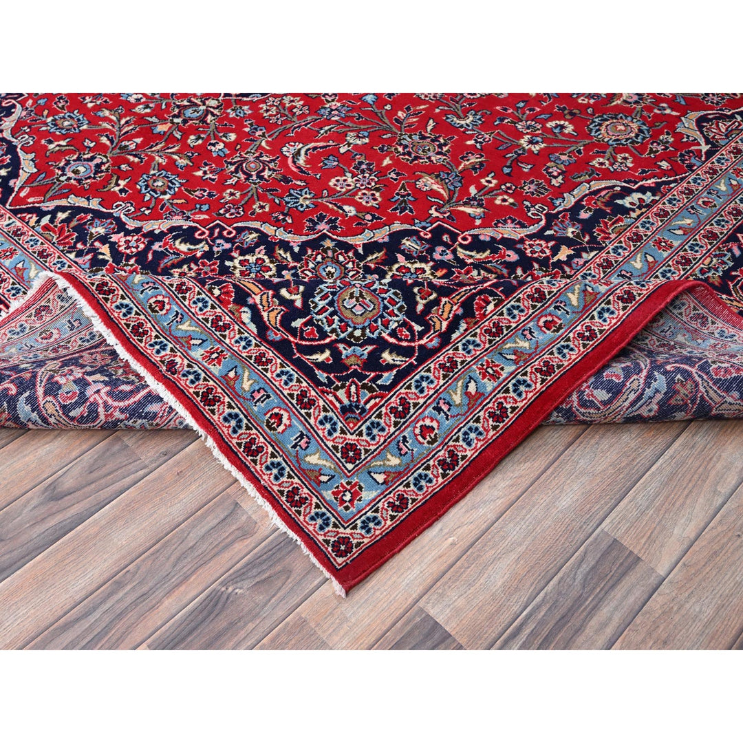 9'6" x 13'5" Vintage Hand Knotted Red Wool Rectangle Oriental Rug - MOA10286702