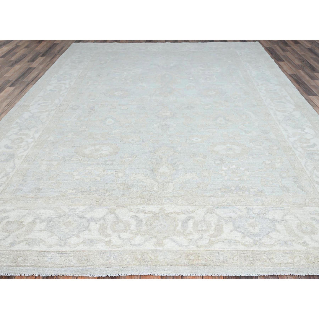 9'1" x 12'0" New Hand Knotted Grey Wool Rectangle Oriental Rug - MOA10286705