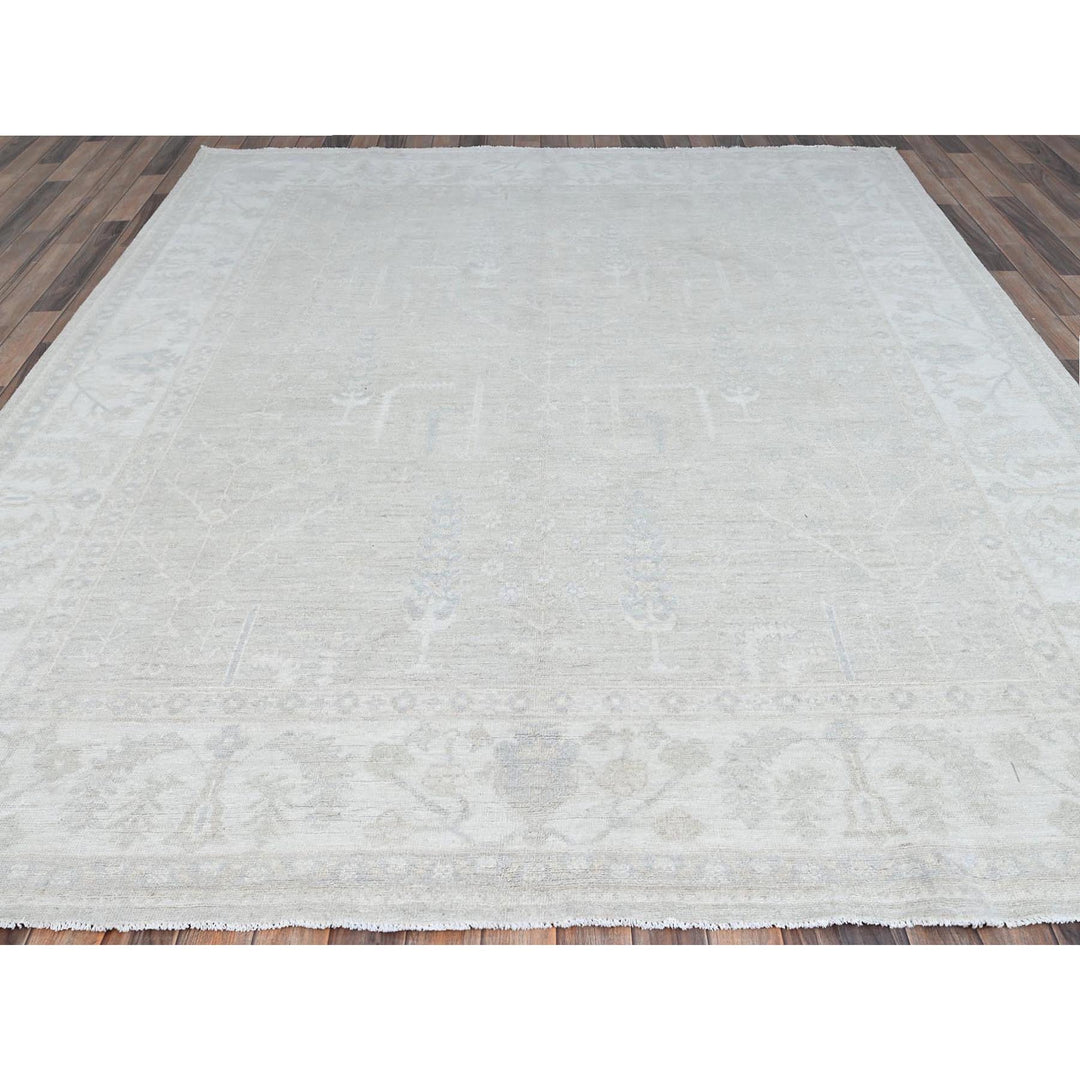 8'1" x 9'7" New Hand Knotted Ivory Wool Rectangle Oriental Rug - MOA10286708