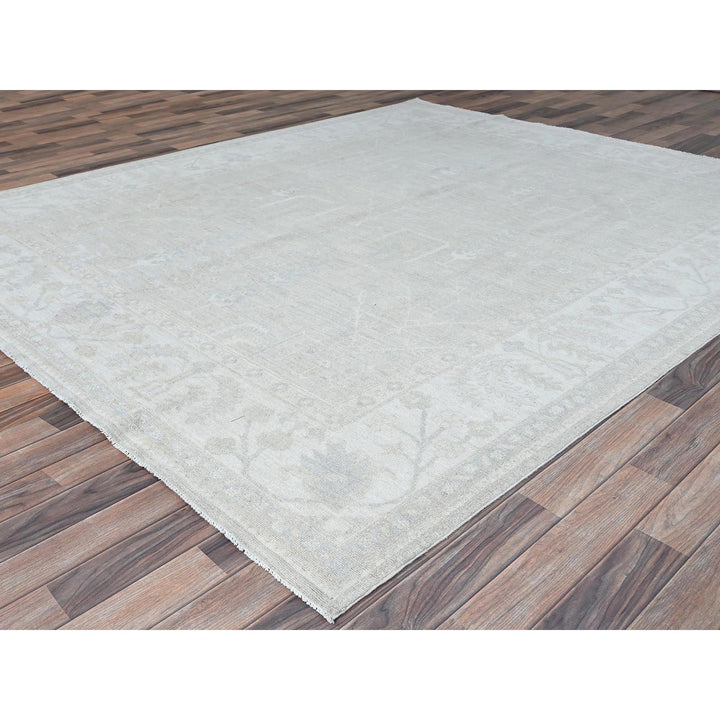 8'1" x 9'7" New Hand Knotted Ivory Wool Rectangle Oriental Rug - MOA10286708