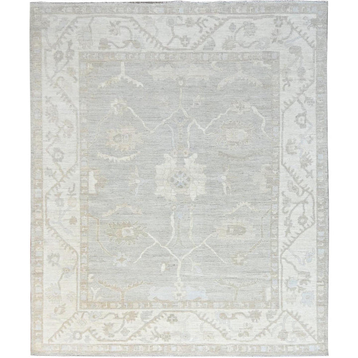 7'11" x 9'8" New Hand Knotted Ivory Wool Rectangle Oriental Rug - MOA10286710