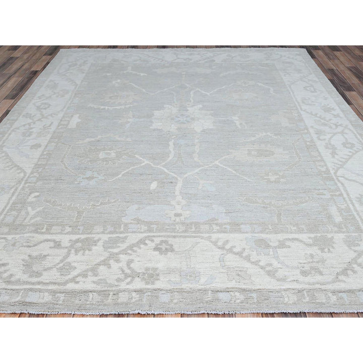 7'11" x 9'8" New Hand Knotted Ivory Wool Rectangle Oriental Rug - MOA10286710