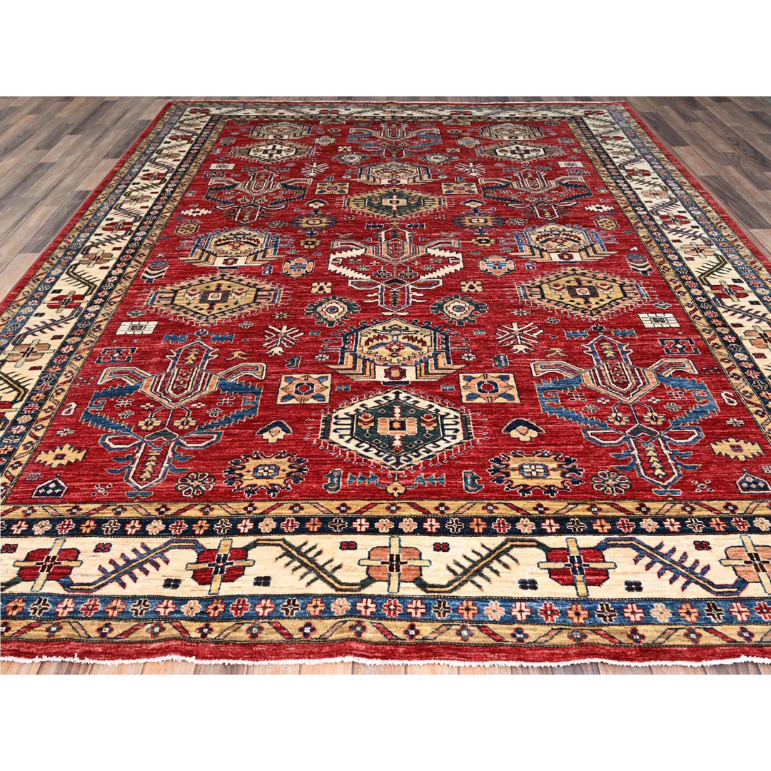 8'8" x 11'10" New Hand Knotted Red Wool Rectangle Oriental Rug - MOA10286714