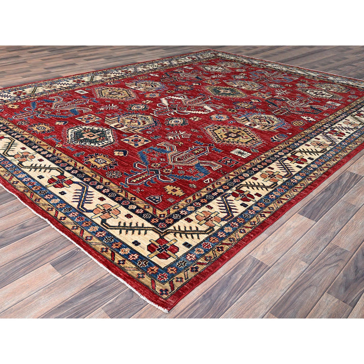 8'8" x 11'10" New Hand Knotted Red Wool Rectangle Oriental Rug - MOA10286714