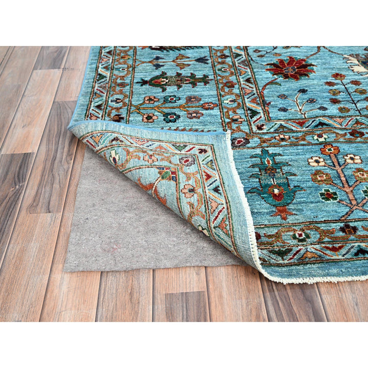 9'0" x 12'1" New Hand Knotted Blue Wool Rectangle Oriental Rug - MOA10286719