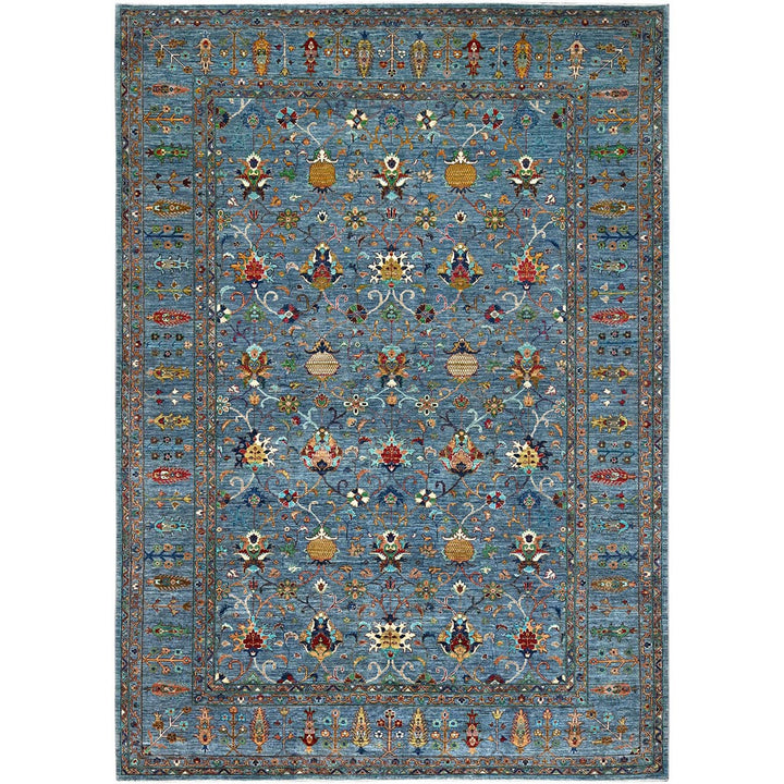 9'2" x 12'8" New Hand Knotted Blue Wool Rectangle Oriental Rug - MOA10286731