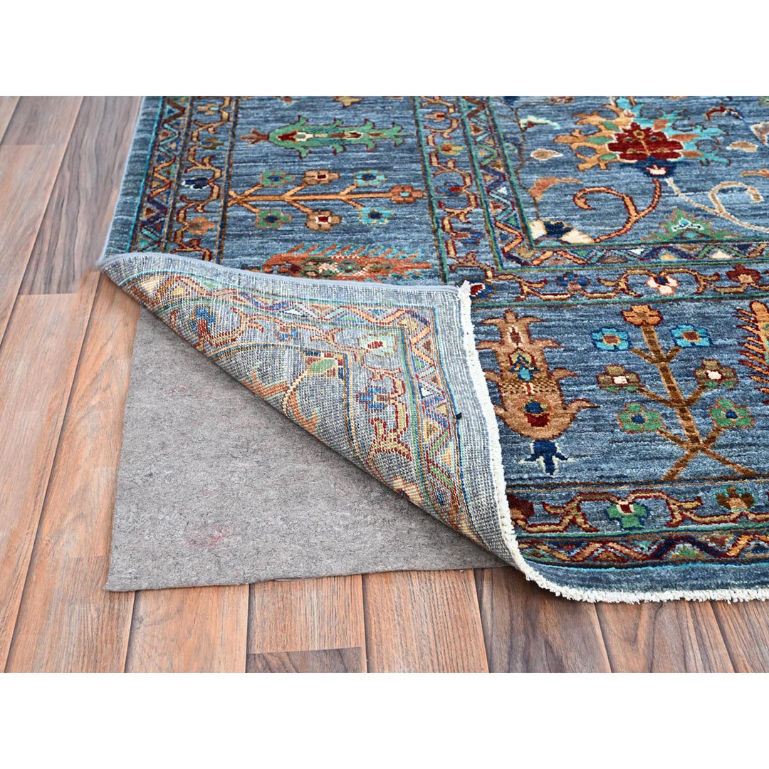 9'2" x 12'8" New Hand Knotted Blue Wool Rectangle Oriental Rug - MOA10286731